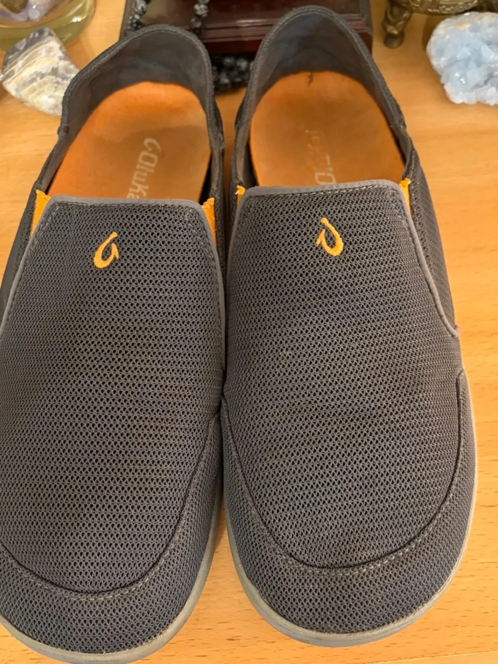 Olukai Nohea Mesh Men's 11 Blue Orange Slip On Slide Boat Deck Summer Comfort